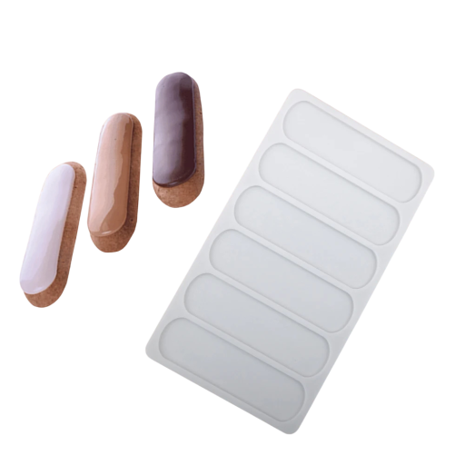 Formă din silicon pentru coacerea biscuiților și prăjiturilor 12,4 × 22,4 cm albă, formă multi-rând pentru deserturi alungite și coacerea dulce acasă