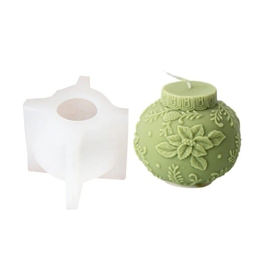 Formă din silicon pentru lumânări 8,8 x 7,3 cm Bănuț de Crăciun cu motiv de holly Formă pentru turnarea ceară rășină săpun decorațiuni