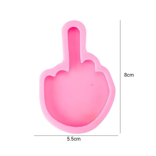 Formă din silicon roz gestul mâinii cu degetul în sus 8 × 5,5 cm pentru rășină, brelocuri și decorațiuni
