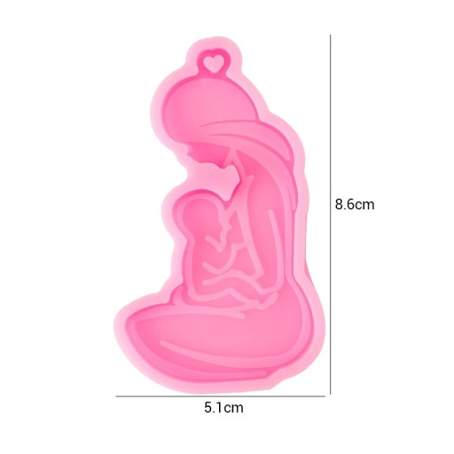 Formă din silicon roz pentru rășină 8,5 cm Femeie cu copilul Formă pentru fabricarea bijuteriilor Decorațiuni Pandantive Lucru manual