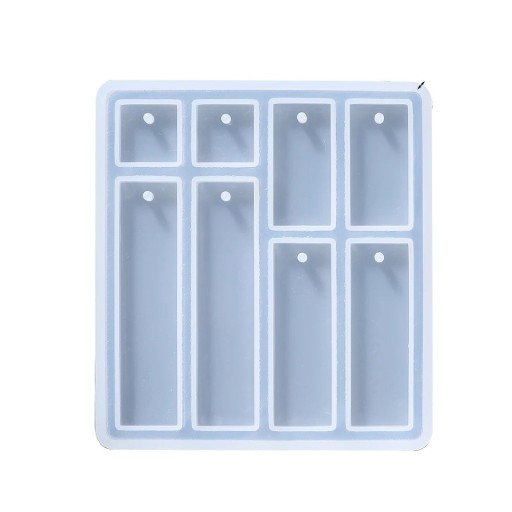 Forma in silicone 7 x 7,7 cm Pendente rettangolare per gioielli Stampo per resina con fori per anello Creazione di orecchini e pendenti