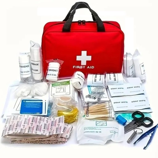 Førstehjælpskit 25x18 cm med tilbehør og stropper Bærbart førstehjælpskit til bilen Medicinsk kit til rejser og derhjemme