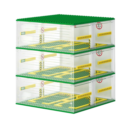 Förvaringsutrymme för fordon från byggsatsen 130 st Transparent låda för förvaring av 12 racerbilar Garage Parkeringsplats Organizer 22,6 x 19,2 x 19,5 cm
