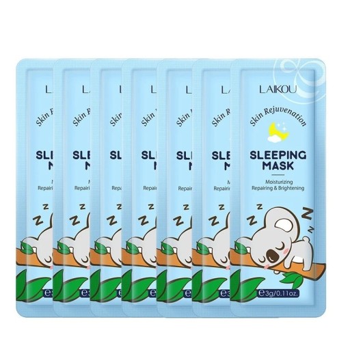 Föryngrande ansiktsmask Ljusande sovmask Hydraterande ansiktsmask 3 g 7 st