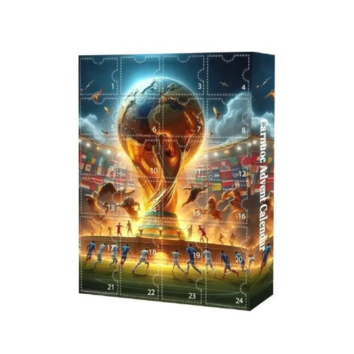 Fotbalový adventní kalendář Plast Vánoční adventní kalendář s figurkami fotbalistů a doplňky Motiv fotbalového poháru Dětský kalendář