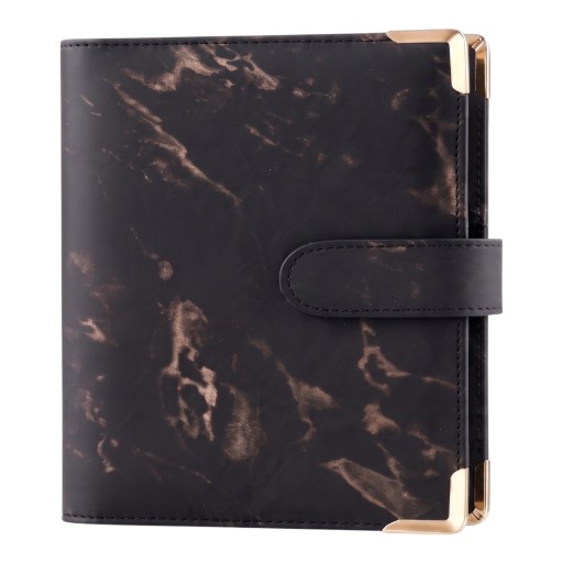Fotoalbum im Marmor-Stil 25 Wechselblätter mit 4 Taschen 23,3 x 18 cm PU-Leder Metallene Ecken Für Fotokarten und Fotos