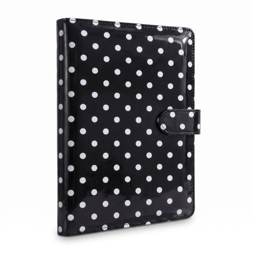 Fotoalbum mit Punkten 25 wechselbaren Blättern mit 4 Taschen 23,3 x 18 cm Glänzendes PU-Leder Mit Riemenverschluss Für Fotokarten und Fotos