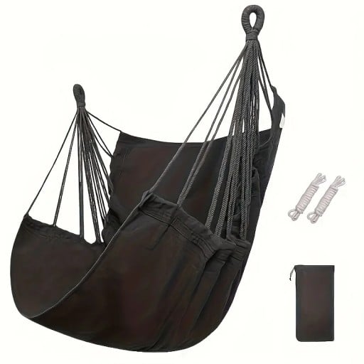 Fotoliu suspendat 130x100 cm din material textil pentru relaxare acasă, în grădină sau în timpul relaxării