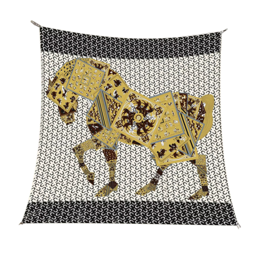 Foulard carré mosaïque Cheval motif artistique Tendance mode femme Foulard multifonctionnel pour la tête, le cou et le corps Accessoire stylé