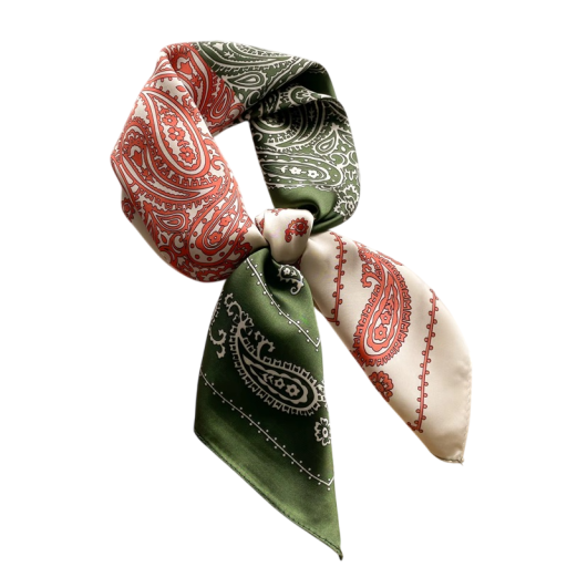 Foulard en soie design 70 x 70 cm Foulard de luxe carré pour le cou et la tête Motif oriental paisley en cachemire Accessoire de mode élégant