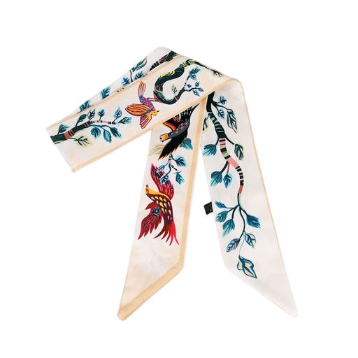 Foulard lungo di lusso per donna in seta Copricapo moda per tutto l'anno Nastro per capelli Accessorio di design per borsa