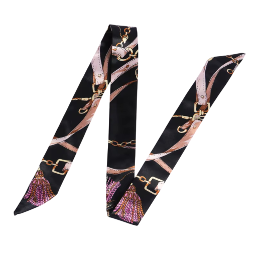 Foulard lungo sottile 4 × 100 cm con stampa femminile Foulard multifunzionale moda per capelli Cerchietto per capelli Decorazione per manico della borsa
