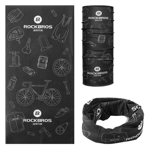 Foulard sportif pour le visage avec motif de vélo en polyester noir respirant pour la protection lors du cyclisme