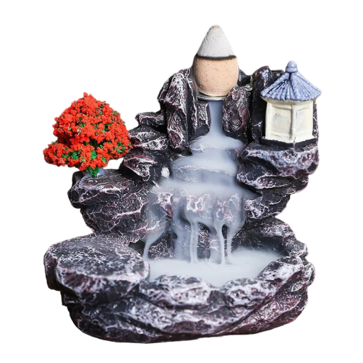 Francis Wierookkegelstandaard Japanse stijl Huisdecoratie met Rookwaterval Aromalamp met Terugstroom Rook Wierookbrander met Vloeibare Rook 8 x 8,5 x 6,3 cm