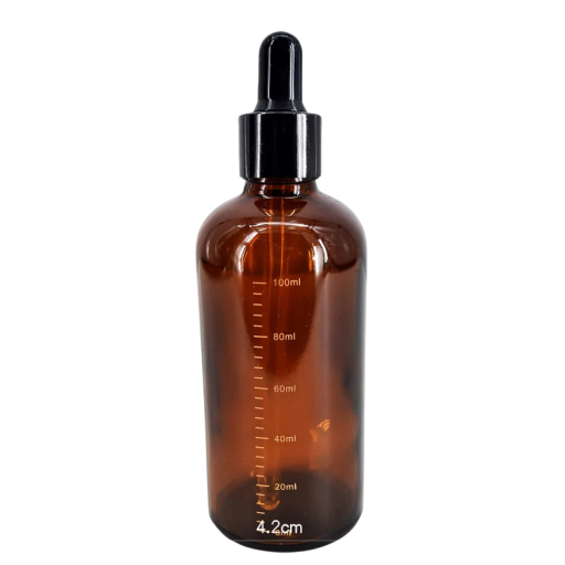 Frasco gotero de vidrio de 100 ml, pipeta ámbar con escala, recipiente de viaje para aromaterapia, aceites y líquidos cosméticos.