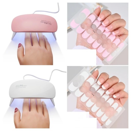 French UV Semi-Prepared Gel Nail Foils 16 pcs White or Pink Colour LED Curing Strips for Nail Extensions