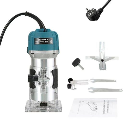 Fresadora eléctrica de madeira 800 W 1/4 polegada 30000 rpm Profundidade ajustável 220 V Fresadora manual de madeira DIY