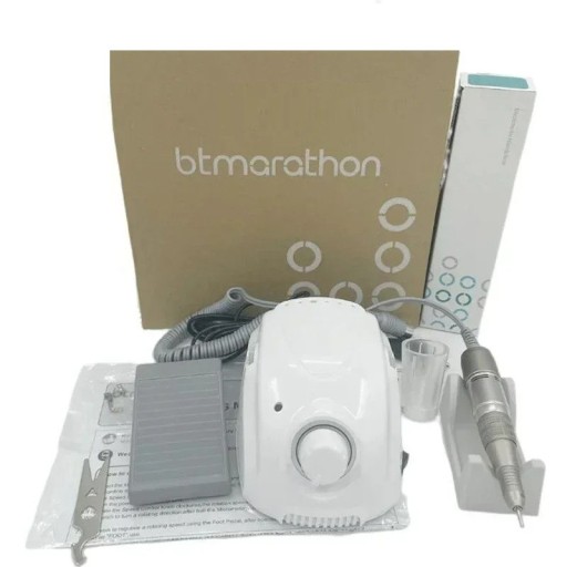 Fresadora eléctrica para unhas 65W com regulação de rotações 35000 rotações/min kit com punho H200 e pedal para manicure e pedicure