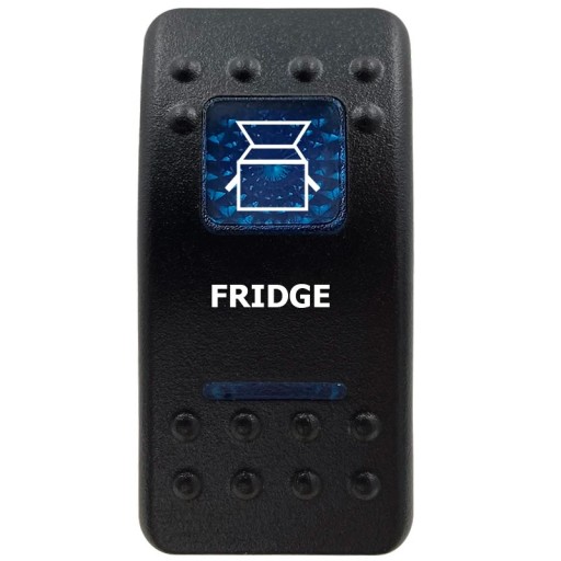 FRIDGE vízálló egypólusú kapcsoló 12V kék LED háttérvilágítással, fekete ON/OFF kapcsoló autós hűtőszekrényhez lakóautókhoz és hajókhoz