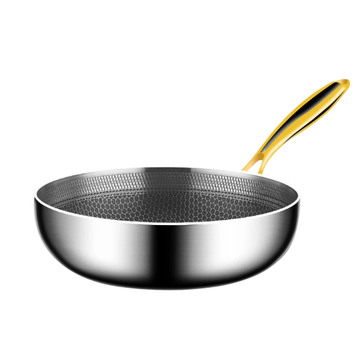 Frigideira wok de aço inoxidável de 26 cm com superfície antiaderente em colmeia Frigideira de cozinha para indução e gás Wok para fritar e cozinhar em aço