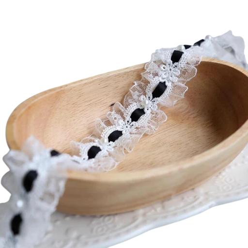 Frilled Lace Ribbon with Beads 91 cm Width 3.5 cm Polyester Lace with Colourful Ribbon for Sewing Decoration of Clothing