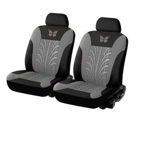 Front Seat Cover Set 2 pcs Tyre Print with Butterfly Protective Covers for Car Seats Polyester Stylish Pattern Easy Maintenance