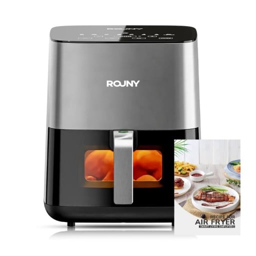 Frytkownica na gorące powietrze ROUNY 5 l 1450 W Sterowanie cyfrowe Smażenie beztłuszczowe Instrukcja obsługi Szybkie gotowanie Frytkownica 32x26x30,6