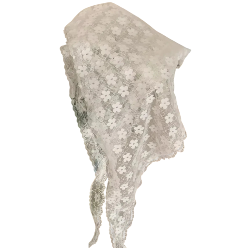 Fular triangular din dantelă pentru femei cu model floral Acoperire capilară subțire și respirabil Stil artistic pentru purtare pe tot parcursul anului Accesoriu elegant