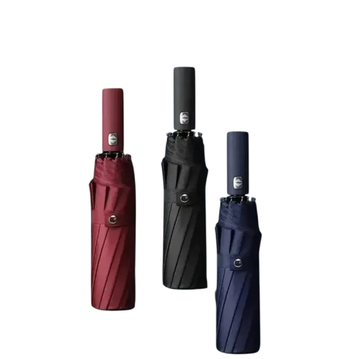 Fully Automatic Folding Umbrella 12 Rib Strong Windproof Umbrella with Durable Ribs UV Protection Umbrella for Rain and Sun Compact Design