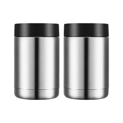 Funda de acero inoxidable de doble pared para latas y botellas, set de refrigeración termoaislante de 2 piezas, capacidad 414 ml, dimensiones 7,8 x 13,4 x 7,8 cm para cerveza y bebidas