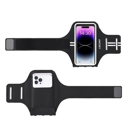 Funda de brazo para correr para teléfonos de hasta 6,8 pulgadas con bolsillo en la parte posterior y elementos reflectantes para deportes