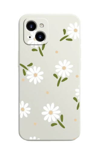 Funda de silicona con motivo de flores blancas para Samsung Galaxy S23 B2022