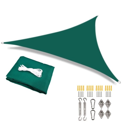 Funda de sol triangular impermeable 2 x 2 x 2 m Marquesina con filtro UV del 98% Lona para terraza jardín camping con juego de accesorios de 24 piezas