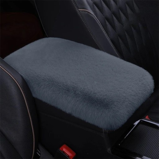 Funda para reposabrazos de coche 29 x 19,5 cm Funda de peluche gris cálido de piel de conejo artificial Funda suave y esponjosa para consola