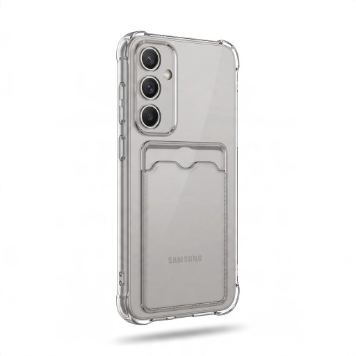 Funda para Samsung Galaxy S25 FE con bolsillo para tarjeta Funda de silicona transparente Esquinas reforzadas Funda para móvil