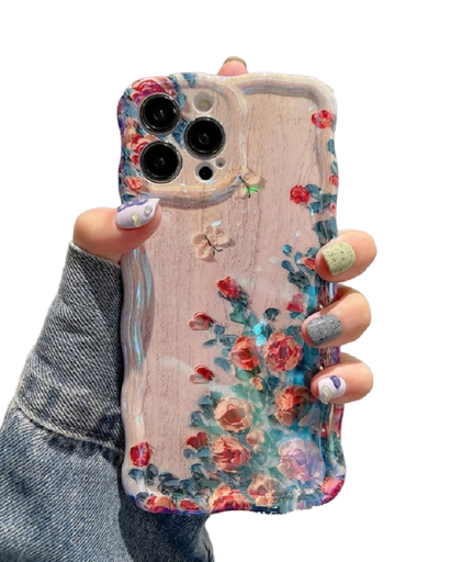Funda protectora con flores para iPhone 15 Pro