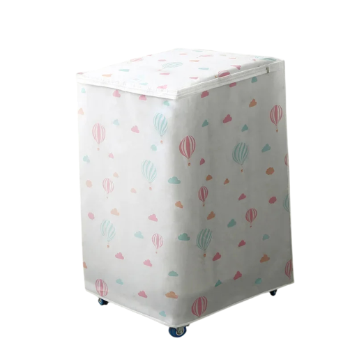 Funda protectora para lavadora de carga superior 86 x 62 x 55 cm Diseño de globos aerostáticos Con cremallera en la parte superior y delantera Funda PEVA contra el polvo y la suciedad