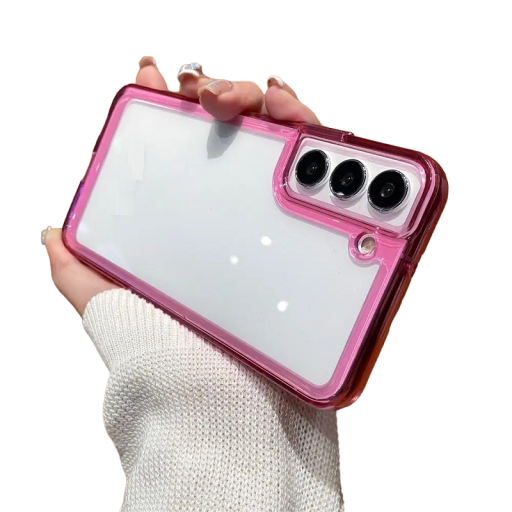 Funda protectora transparente con borde de color para Samsung Galaxy S23 Plus