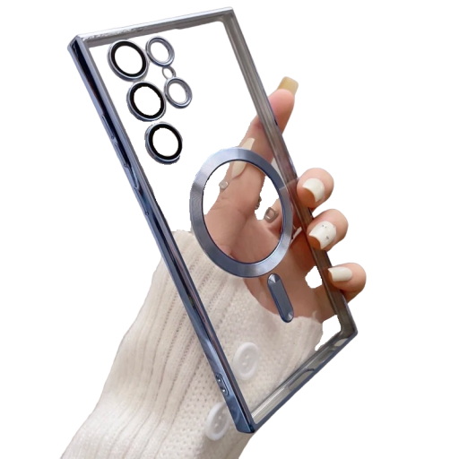 Funda protectora transparente con soporte MagSafe para Samsung Galaxy S23 Ultra