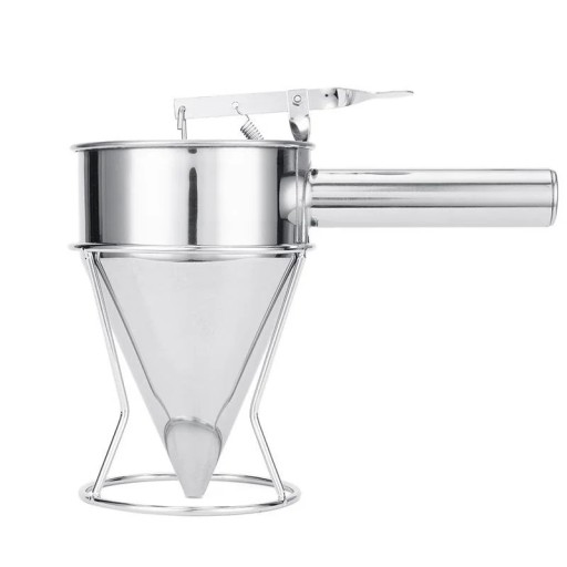 Funil dosador em aço inoxidável 1200 ml com suporte Dosificador de massa para panquecas, muffins, sobremesas, utensílio de pastelaria de cozinha
