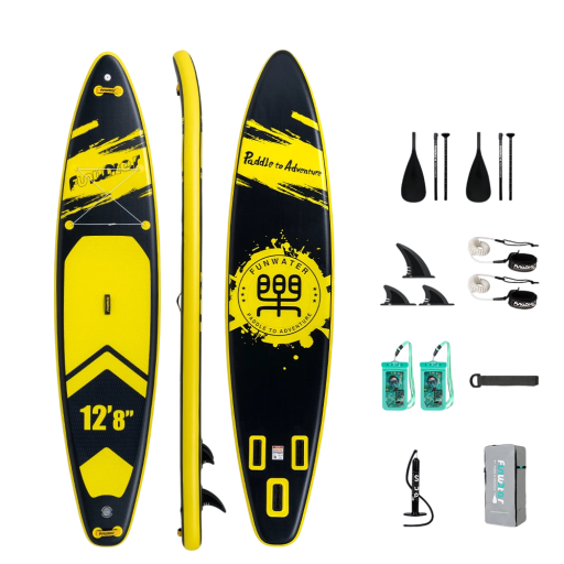 Funwater Családi Inflatable Paddleboard 385x85x15 cm Teherbírás 230 kg PVC 2 Evezővel, Pántokkal, Pumpával és Hátizsákkal 2 Személy Részére Több Színben