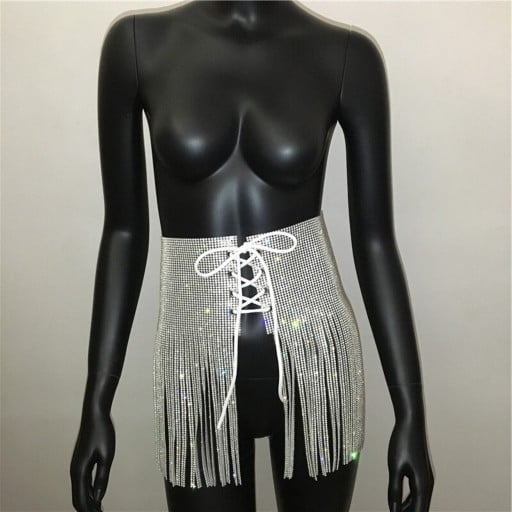 Fustă decorativă strălucitoare pentru femei cu franjuri lungi Șnur în față Legare cu șnur Purtați peste șorturi sau costume de baie Poliester