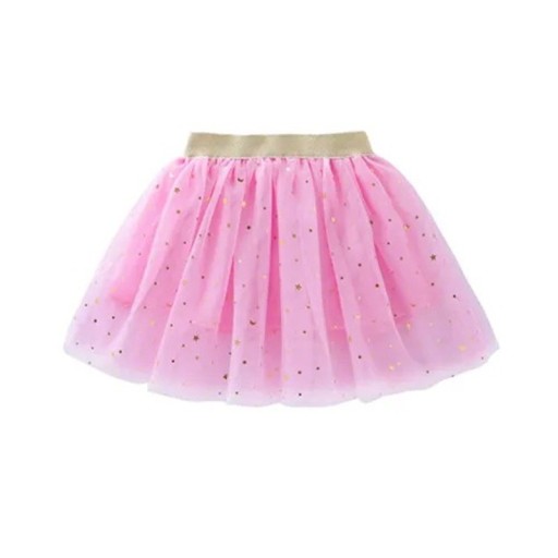 Fustă pentru fete cu un singur colorat cu stele și sclipici dantelată peste genunchi din bumbac elegantă fustă festivă