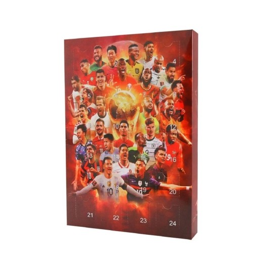 Futbalový adventný kalendár 26 x 18 x 3 cm Plast Vianočný adventný kalendár s figúrkami futbalistov a doplnkami Detský športový kalendár