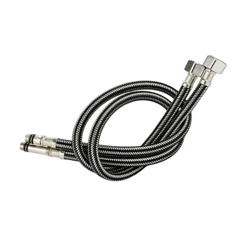 G1/2 asennusletku nailonilla punottu ruostumaton teräs 60 cm, silikoninen, lämpöresistentti, musta, hanalle, tiskille, pesualtaalle