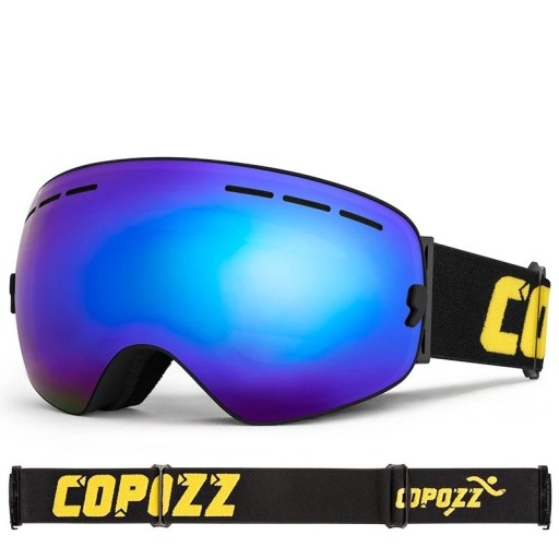 Gafas de esquí de doble capa con efecto espejo Gafas de esquí y snowboard con protección UV400 Gafas de esquí de gran tamaño para casco con protección