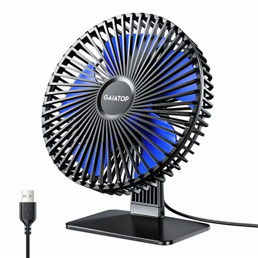 GAIATOP USB-fläkt 19,5×16,5 cm Bärbar bordsfläkt med 90° justerbar vinkel 4 hastigheter Ultratyst kylfläkt för kontoret