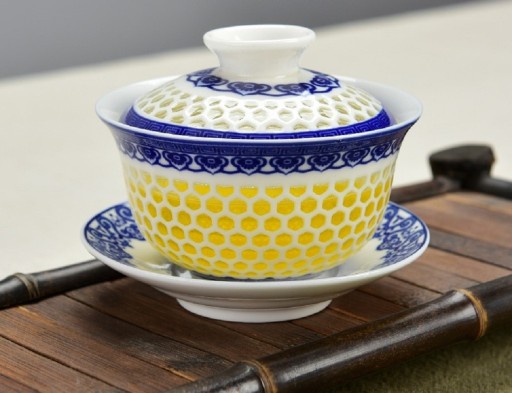 Gaiwan teskål med ornament