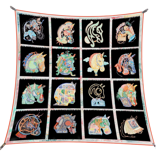 Gallery Square Scarf Modern Horse Motif Multifunctional Women's Scarf for Head, Neck and Body Fashion Trend