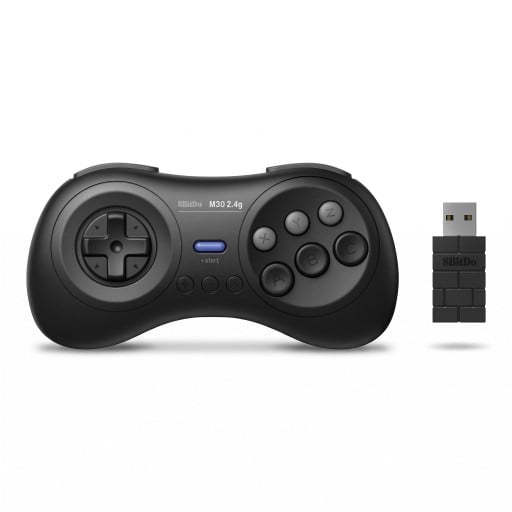 Gamepad wireless 14,7 x 7,4 cm con ricevitore 2,4 GHz e sei pulsanti d'azione neri per console di gioco Sega Genesis Mini e Mega Drive Mini